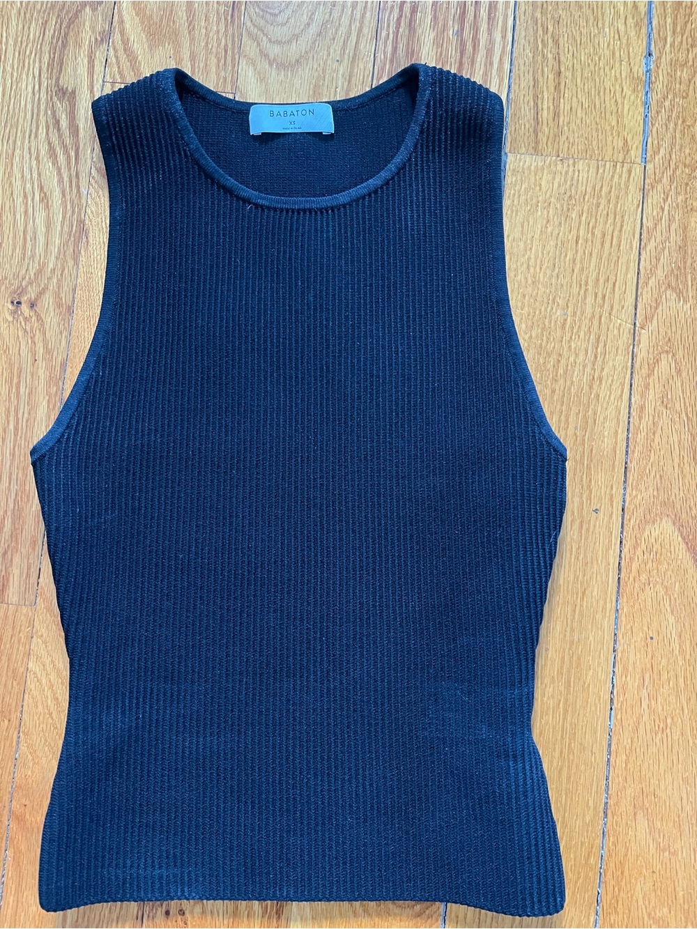 Babaton Black Ribbed Tank Top